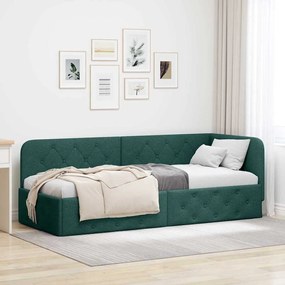vidaXL Estrutura de Cama de Canto Verde Escuro 80 x 200 cm tecido