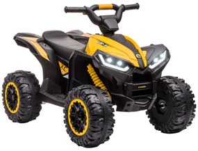 HOMCOM Quadriciclo Elétrico Crianças 3-5 Anos Veículo Elétrico Bateria 12V 2 Motores Segurança Diversão 83x53x55,5 cm Amarelo | Aosom Portugal