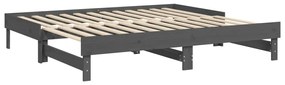 Estrutura sofá-cama de puxar 2x(90x190) cm pinho maciço cinza
