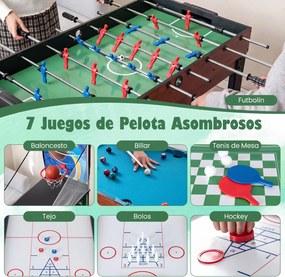 Mesa de jogos crianças 14 em 1 com basquetebol, bilhar, matraquilhos, pingue-pongue, hóquei, bowling e xadrez para festas e salas de jogos Natural