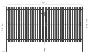 Portão de cerca para jardim 4x2,25 m aço antracite