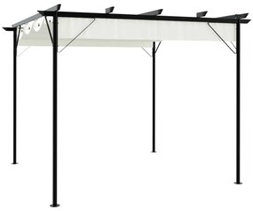 Pérgola com toldo retrátil 3x3 m aço branco nata
