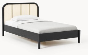 Cama de solteiro em madeira com cabeceira em vime vienense Jones