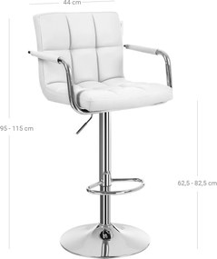 Conjunto 2 Bancos de bar com braços 2 pcs branco