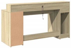 Secretária luzes LED 160x55x91cm deriv. madeira carvalho sonoma