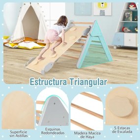 Triângulo de escalada de madeira 3 em 1 para crianças Conjunto de escalada com triângulo/arco/rampa para deslizamento ou escalada Cinzento