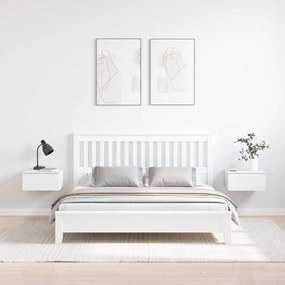 Mesa de Cabeceira Montada na Parede com gaveta 2 pcs Branco