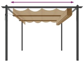 Gazebo de jardim com telhado retrátil 4x3 m cinza-acastanhado