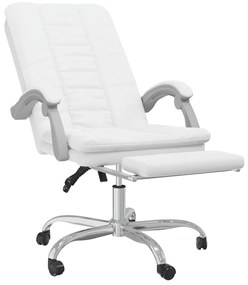 Cadeira de escritório reclinável couro artificial branco