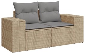 8 pcs conjunto de sofás p/ jardim com almofadões vime PE bege