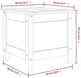 Vaso/floreira de jardim 40x40x39 cm pinho maciço branco