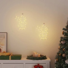 Luzes de Natal silhueta Papai Noel 2 pcs 35 LEDs branco quente