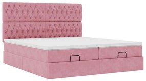 Estrutura de cama otomana com colchões 180x200 cm veludo rosa