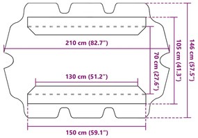 Toldo suplente p/ baloiço de jardim 150/130x105/70 cm terracota