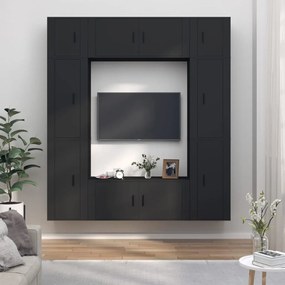 vidaXL Conjunto móveis de TV 8 pcs madeira processada preto