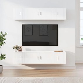 vidaXL 6 pcs conjunto móveis de TV madeira processada branco brilhante
