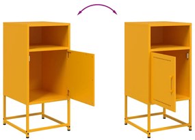 Mesas de cabeceira 2 pcs 36x39x78 cm aço amarelo mostarda