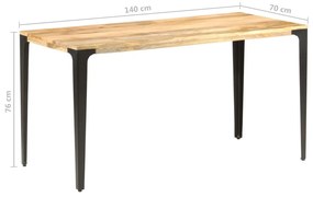 Mesa de jantar 140x70x76 cm madeira de mangueira maciça