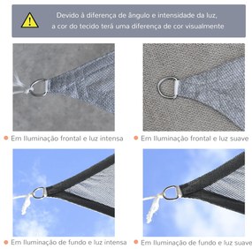 Vela de Sombra Retangular 4x3 m Toldo Vela com Proteção UV Bolsa de Tr
