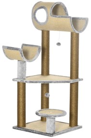 PawHut Árvore Arranhador para Gatos de 122cm Torre de Arranhar para Ga