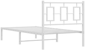 Estrutura de cama com cabeceira 90x190 cm metal branco