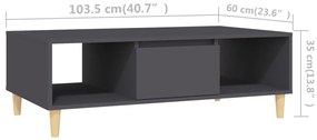 Mesa de centro 103,5x60x35 cm derivados de madeira cinza