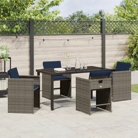 Conjunto de Jantar de Jardim de 5 Peças com Almofadas em Rattan Polipr