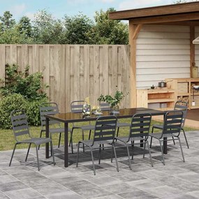 Conjunto de Jantar de Jardim com 9 Peças em Cinza Escuro