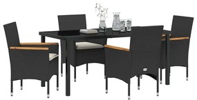 Conjunto de Jantar para Jardim com 5 Peças da com Almofadas de Rattan