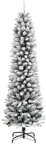 Árvore de Natal artificial fina com neve PVC e PE 180 cm