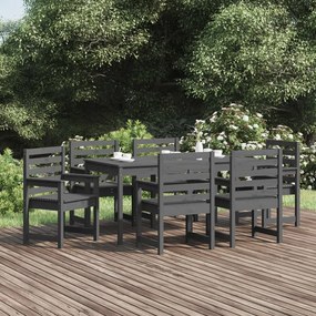 vidaXL 7 pcs conj. jantar p/ jardim madeira de pinho maciça cinzento