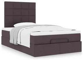 Estrutura de cama otomana com colchão 120x190cm castanho escuro