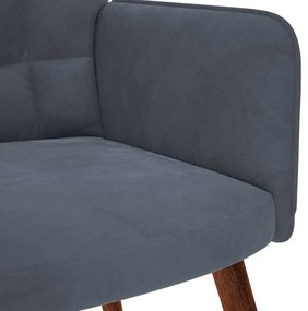 Cadeira de descanso com banco veludo cinzento-escuro