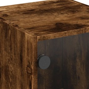 Mesa de cabeceira c/ porta de vidro 35x37x42 cm carvalho fumado