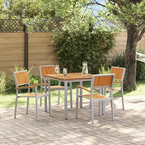 vidaXL Conjunto de Jantar de Jardim de 5 Peças em Madeira Sólida de Acácia e Metal