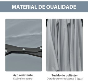 Chapéu de Sol Duplo de Jardim com 48 Luzes LED Solar 450x265x240cm Cha