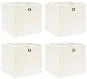vidaXL Caixas de arrumação 4 pcs 32x32x32 cm tecido branco