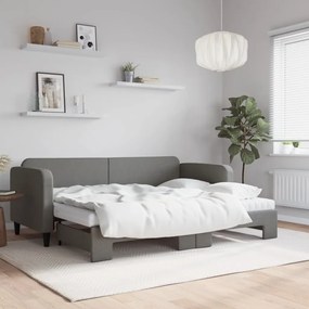 vidaXL Sofá-cama c/ gavetão e colchões 80x200cm tecido cinzento-escuro