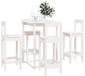 5 pcs conjunto de bar pinho maciço branco