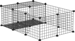 Recinto para pequenos animais – parque modular para coelhos, porquinhos-da-índia e roedores, preto