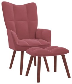 328066 vidaXL Cadeira de descanso com banco veludo rosa