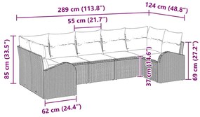 Conjunto de Sofá de Jardim de 7 Peças com Almofadas Pretas de Rattan
