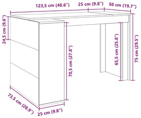 Secretária 123,5x73,5x75 cm derivados de madeira branco