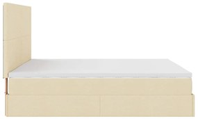 Estrutura de cama otomana com colchão tecido creme 160x200cm