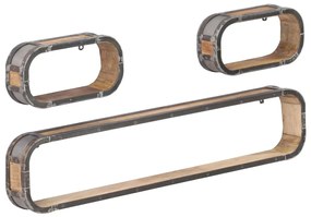 vidaXL 3 pcs conjunto de prateleiras de parede mangueira maciça
