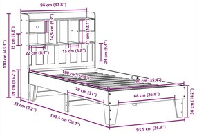 Cama sem colchão 90x190 cm madeira de pinho maciça branco