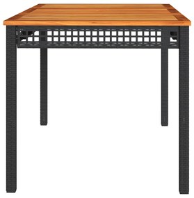 Mesa de jardim 140x80x75 cm vime PE e madeira de acácia preto