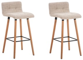 Conjunto de 2 bancos de bar Lincoln em tecido e com estrutura em Cor Natural 42 x 94 x 49 cm Creme