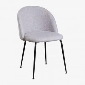 Cadeira De Jantar Em Borreguito Kana Design Gris Claro & Negro - Sklum