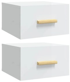 Mesas de cabeceira parede 2 pcs 35x35x20 cm branco brilhante